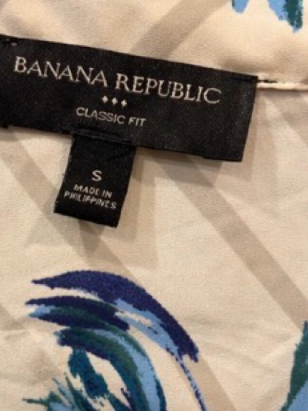 Banana Republic Beige Button-Down with Blue Floral Print - Picture 2 of 4